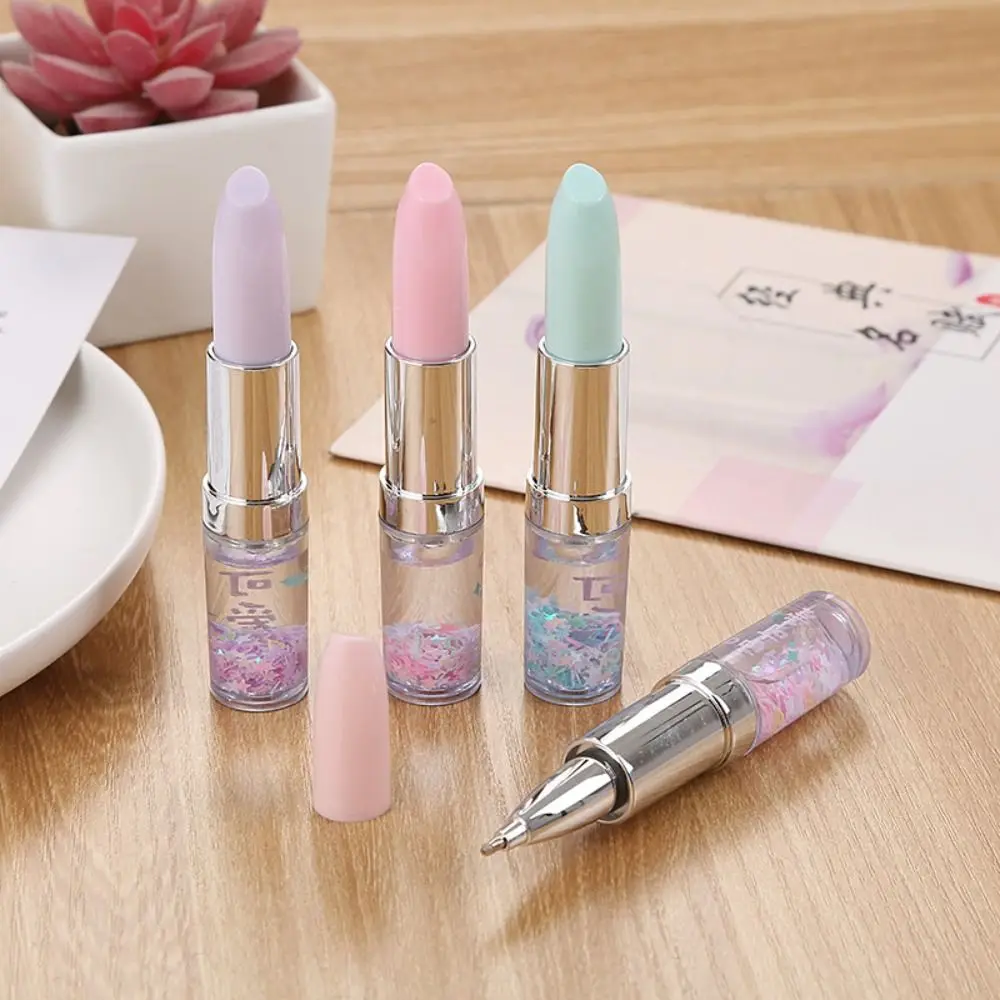 0.5mm Black Gel Pen for Girls Creative Stationary Lipstick Pen With Fresh Flush Puff Heart Mouth