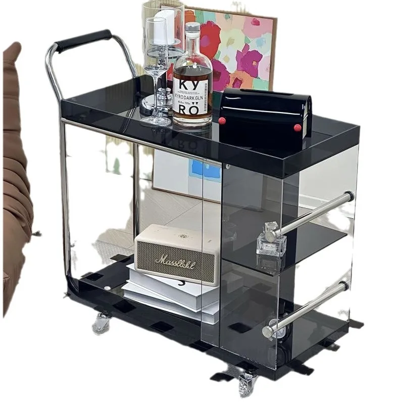 

Acrylic light luxury living room sofa side few trolleys simple shelves movable dining car medieval furniture side table