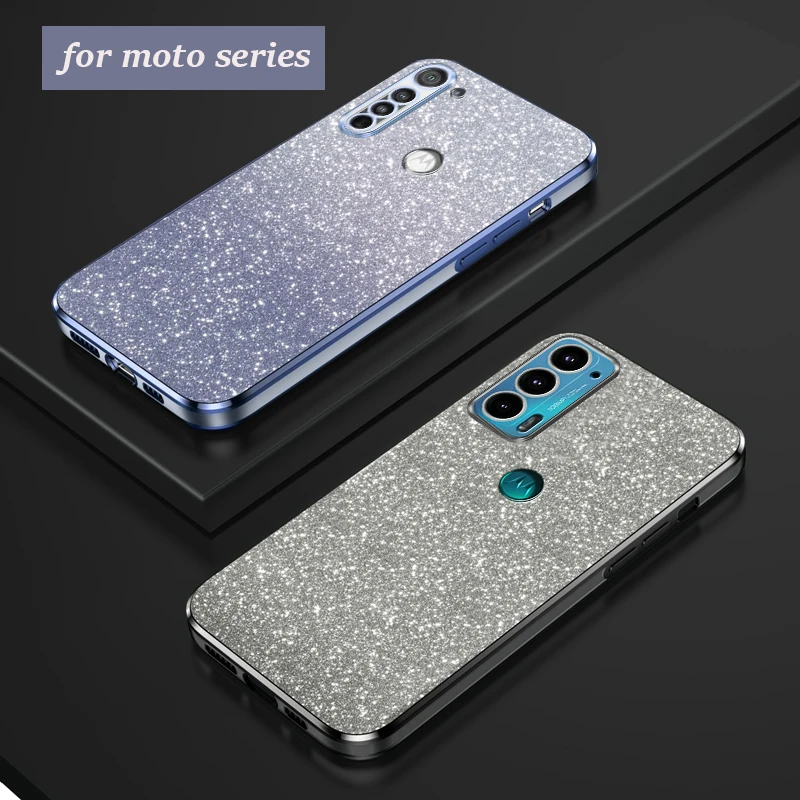 Luxury Gradient Glitter Plating Case For Motorola Moto Edge 20 30 G8 G9 Play Plus E7 E20 E6S E22 E32 E13 Cover G8play Edge20