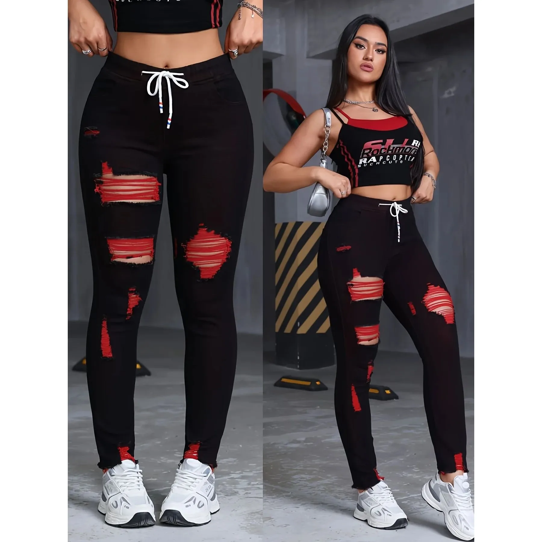 

Элегантные эластичные джинсы для женщин с эластичной талией и завязками, удобные женские джинсы, повседневная мода, зима 2016.