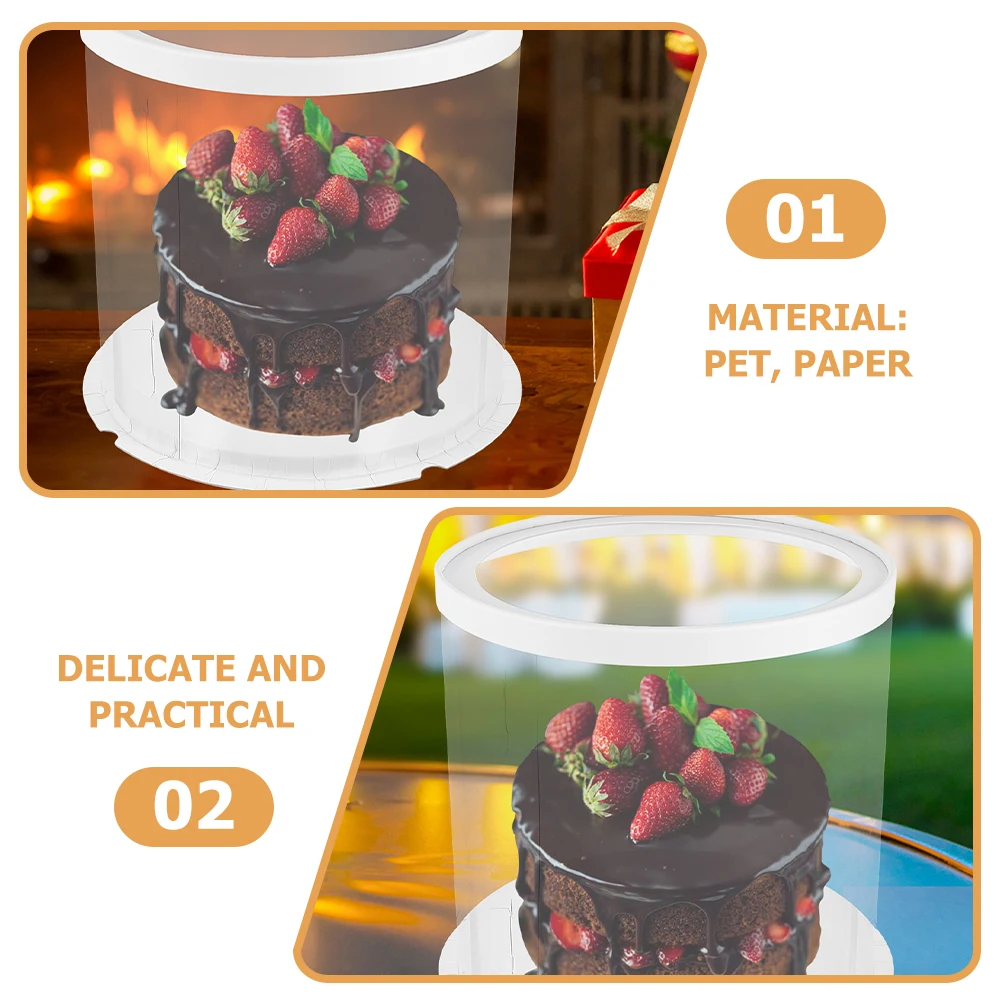 

5pcs Cake Boxes Packaging Transparent Container Dome Lids For Handmade Cupcakes Bakery Desserts Portable Lightweight Round Cake