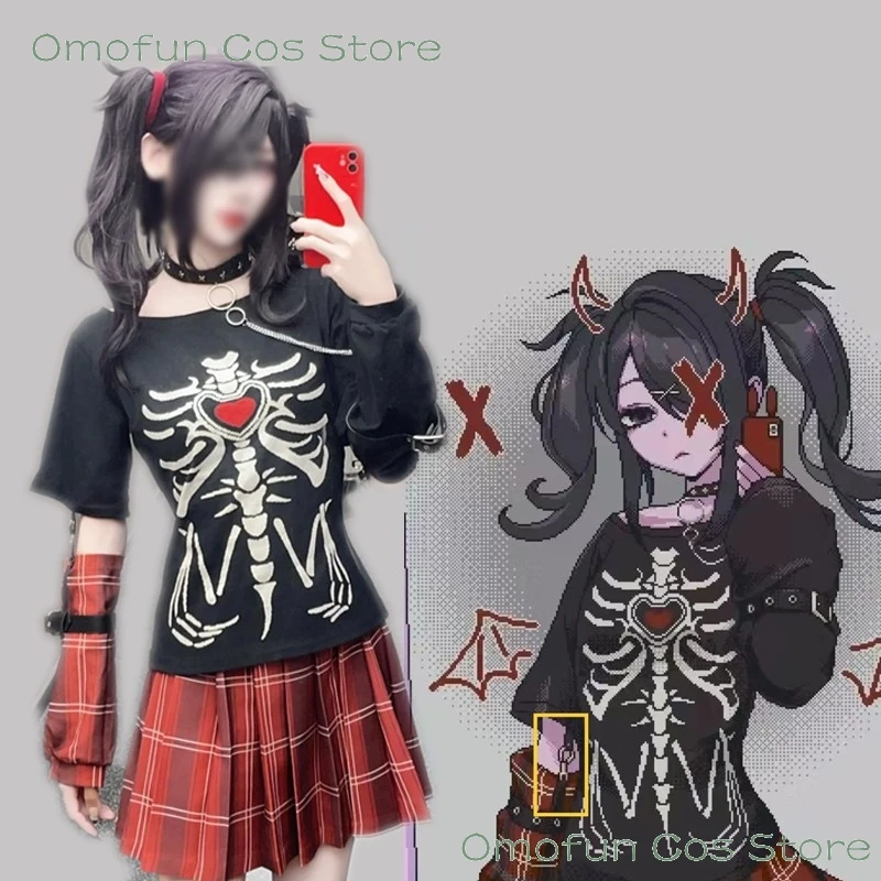 

Needy Girl Overdose Dark KAngel Ame Cosplay Goth Costume Wig Game Streamer Skirt Jirai kei Y2k Menhera Punk Style Outfit