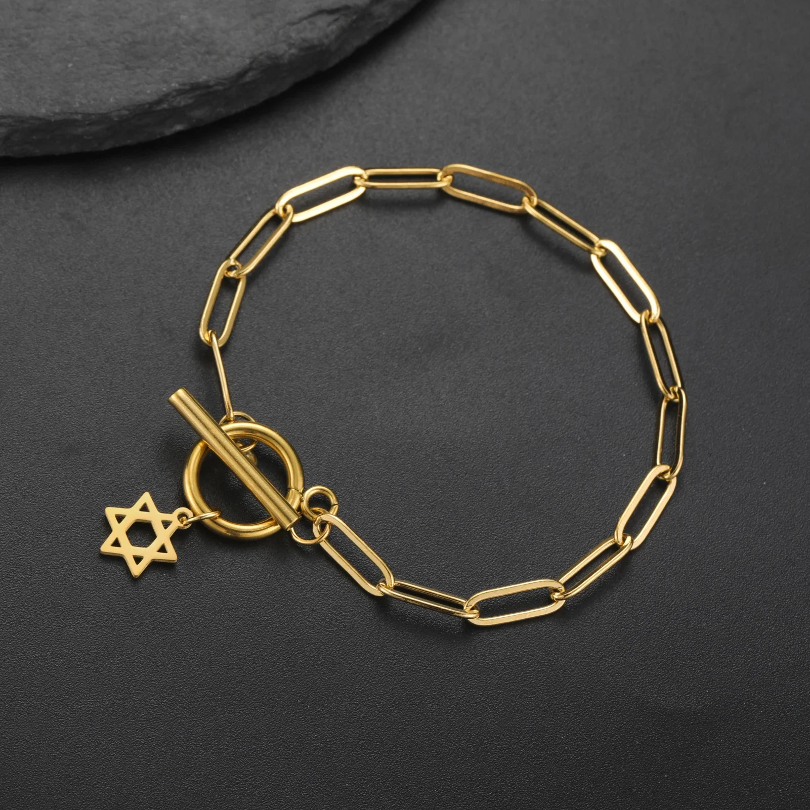 Stainless Steel David Star Fashion Bracelet Talisman Jewish Accessories Women