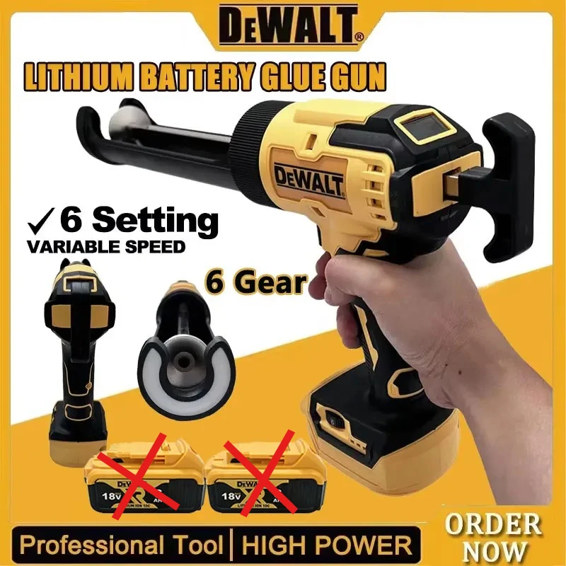 

DeWalt 20V Cordless Electric Caulking Gun 6-Speed for Doors Windows Glass Sealant Adhesive Glue Gun with LED Light Tool