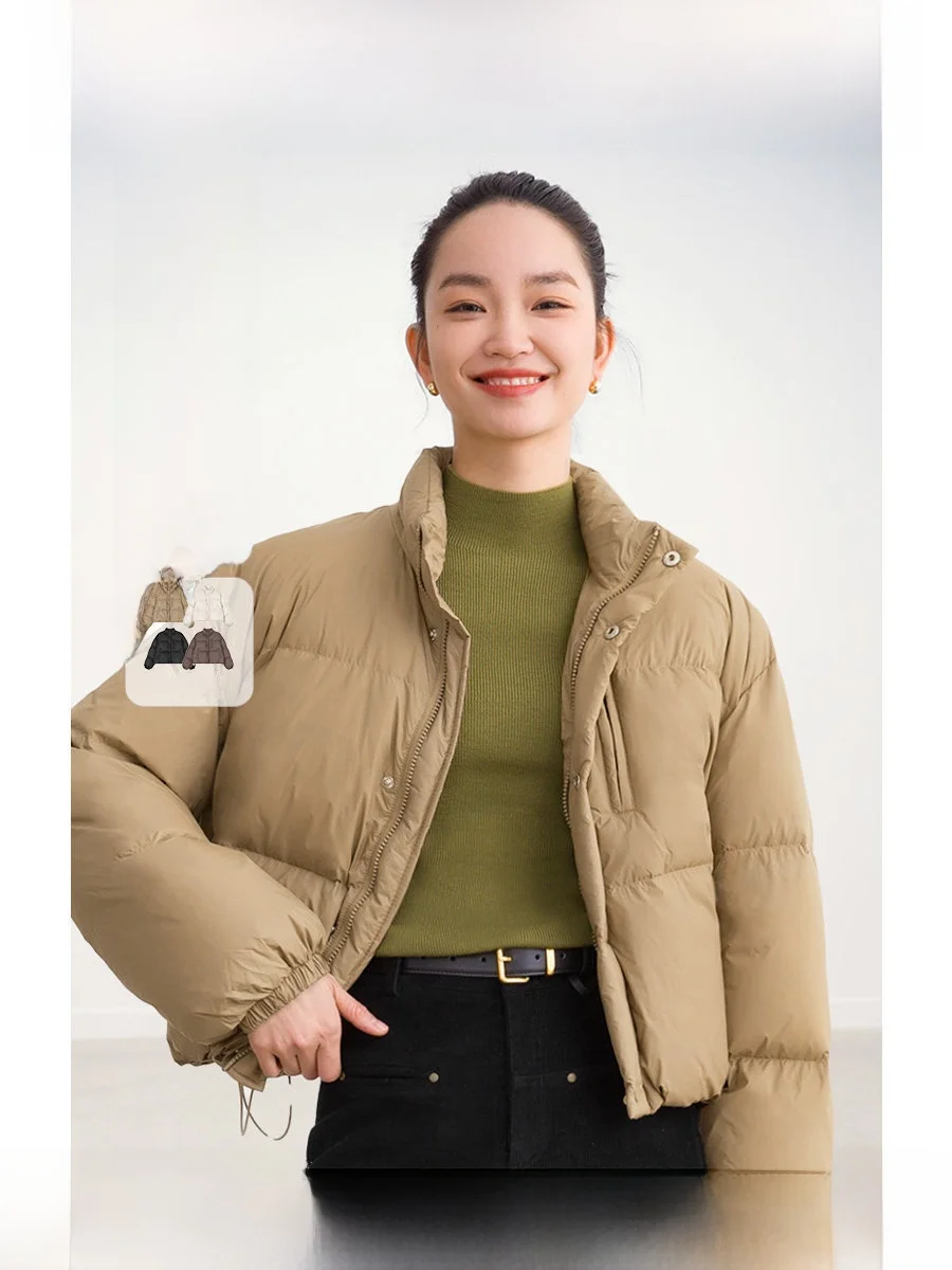 

Sli Thiened Bread Sle White Du down Jaet Outerwear Faionable Warm Coat Retro Commute Nylon Long Sve Regular Fit