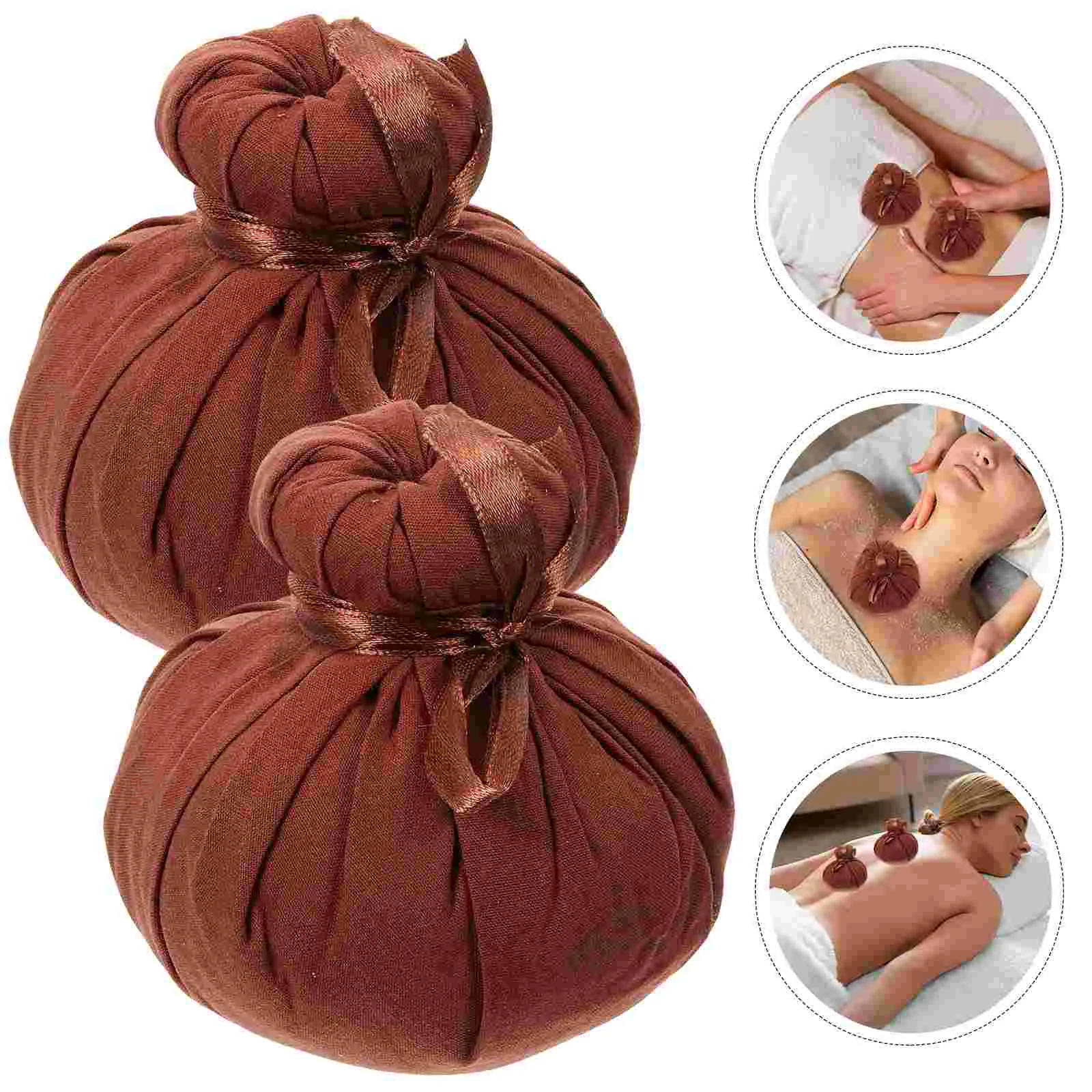 2 Pcs Natural Warming Bag Compress Ball Bath Herbal Massage Balls Hot Pack Insulation Bags Wormwood Cotton Spa Portable Mugwort