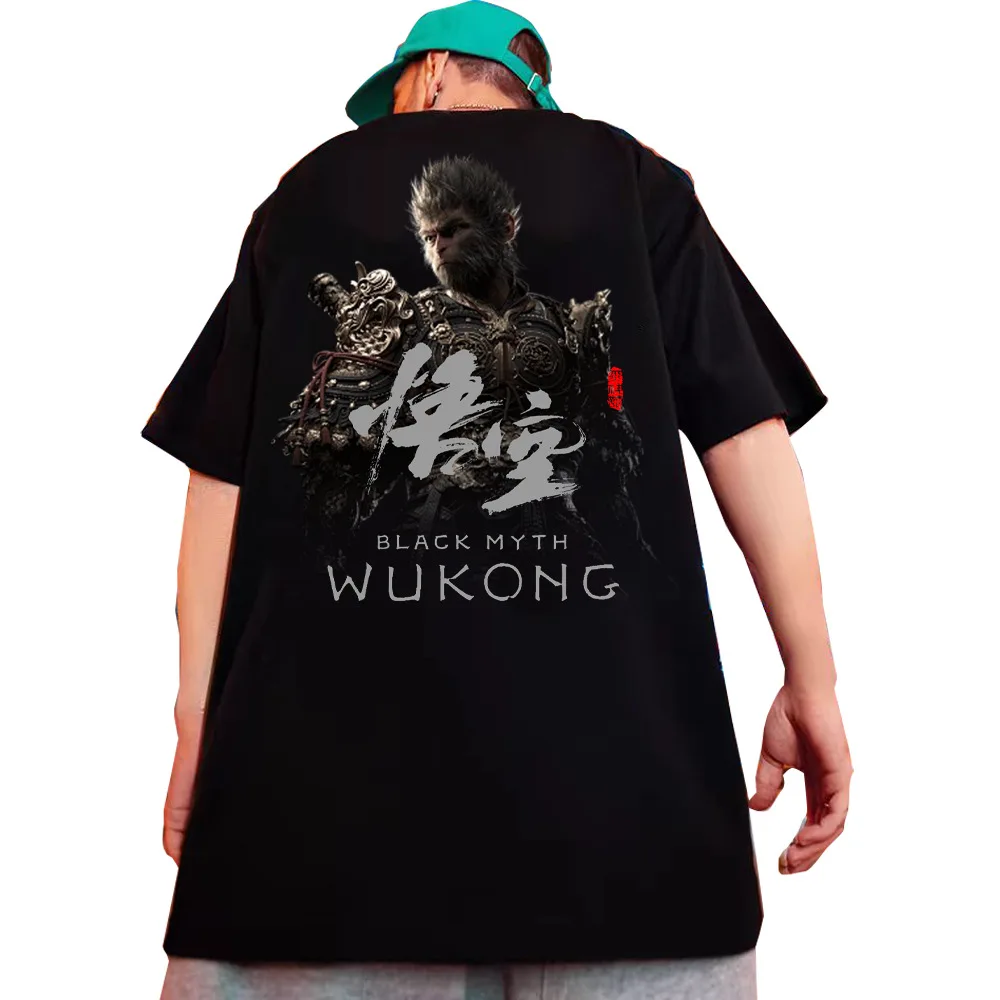 Black Myth: Wukong Summer 2024 Staem New Game Perimeter Black Creative Trend Personality Soft Short Sleeve Fan Perimeter