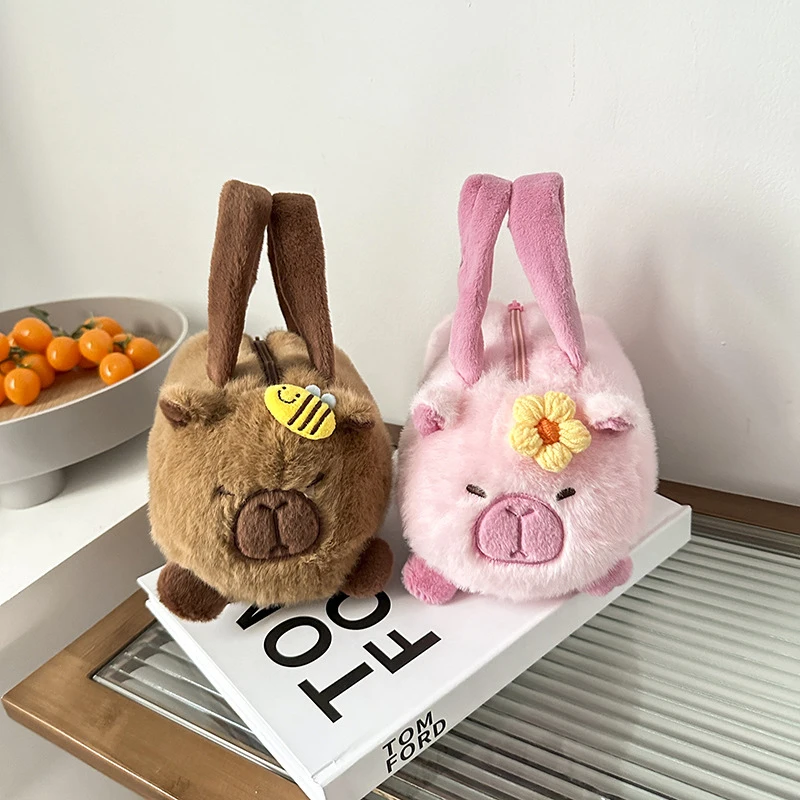 Bonito abelha floral design macio animal capivara bolsa leve durável crossbody bolsa presente de feriado de aniversário para crianças, amigos