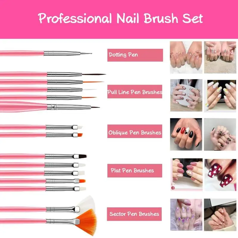 Nagel bürsten Set profession elle Nagel zubehör für Acryl UV-Gel Zeichnung Punktierung Maniküre Nail Art Design-Tools Make-up Zubehör