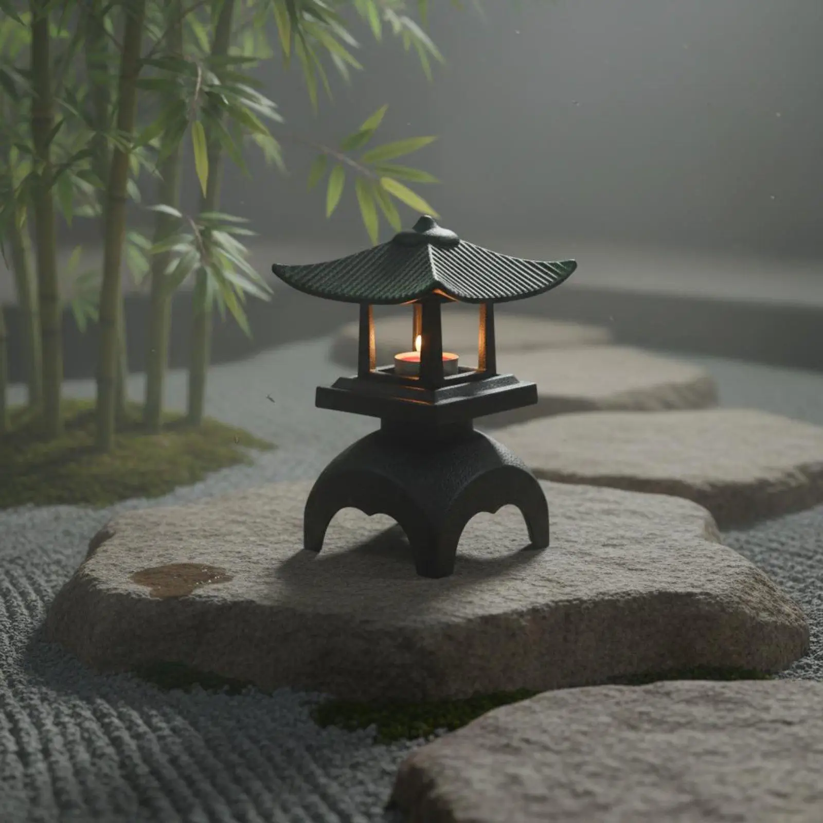 Elegant Cast Iron Lantern Candlestick Candle Holder Art Deco Centerpiece for Home Garden Decoration