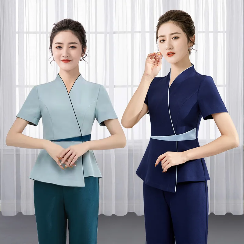 Autumn Winter Long Sleeve Beautician Uniform Women SPA Beauty Salon Suit Nurse Summer Lady Restaurants Hotel Waitress Workwear 