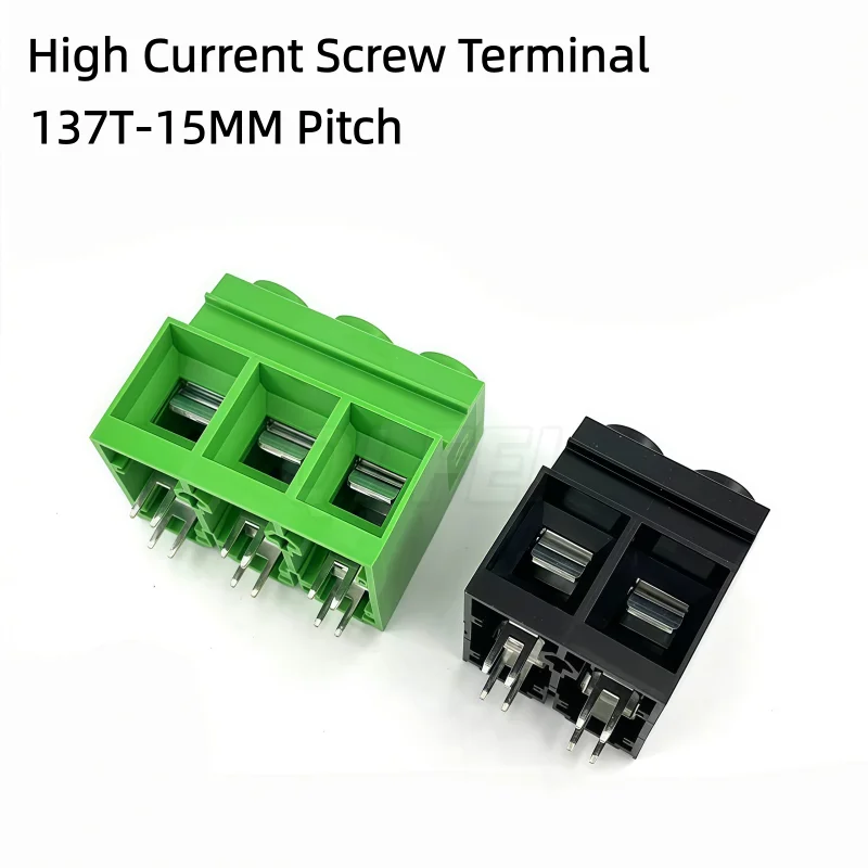 5PCS KF137 15mm Pitch High Current PCB Screw Terminal Block 2P 3P 4P Double Row Pins Wire Connector Black Green 137T-15mm