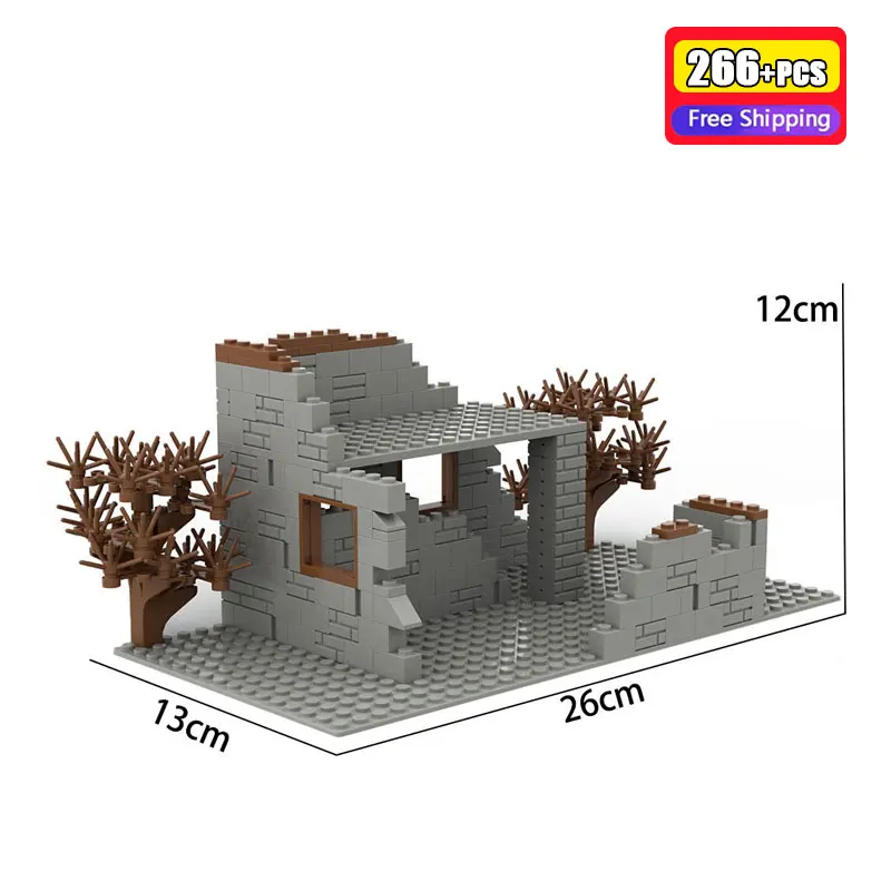 

Конструктор MOC «Руинированная военная база», строительные блоки, аксессуары для базовых плит, развивающие игрушки для детей