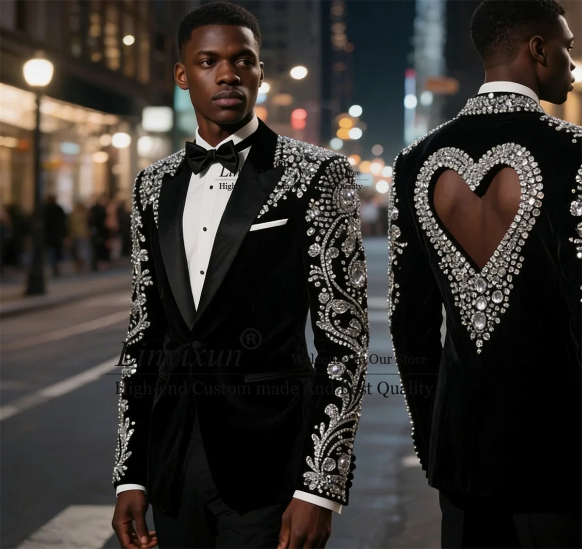 

Элитные свадебные костюмы для мужчин с камнями-стразами, комплекты из 2 предметов, пиджаки для жениха, мужские смокинги для вечеринок, индивидуальный пошив, модная одежда для мужчин