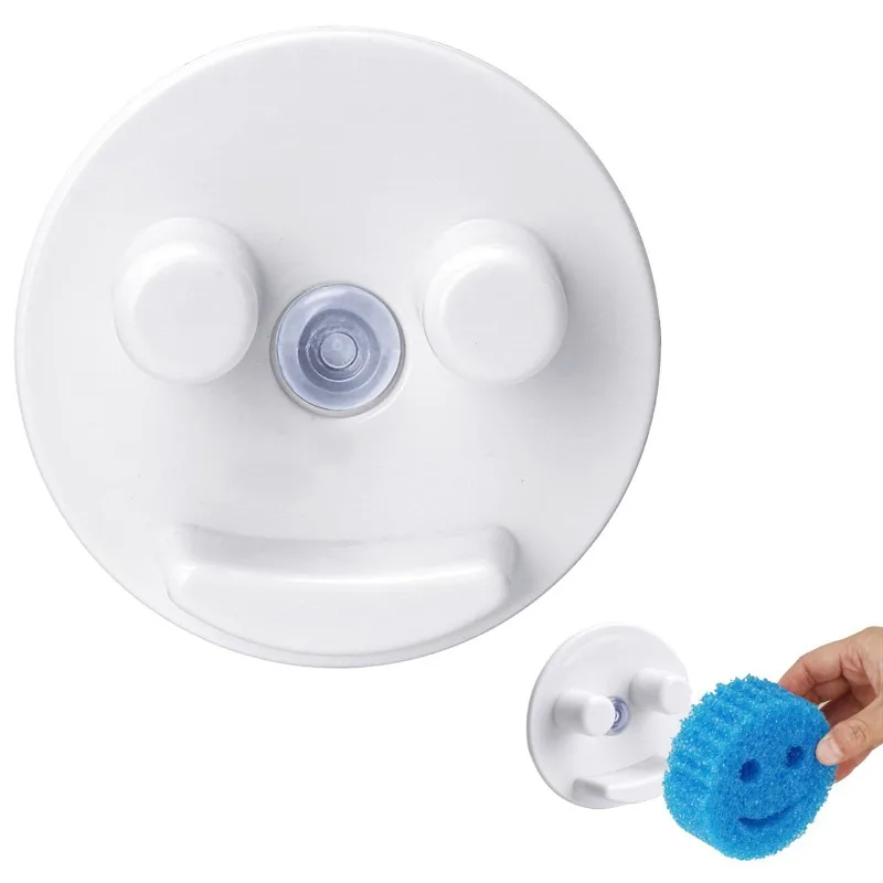 Smiley Face Sponge Fixed Stand Suction Cup Sink Kitchen Storage Box