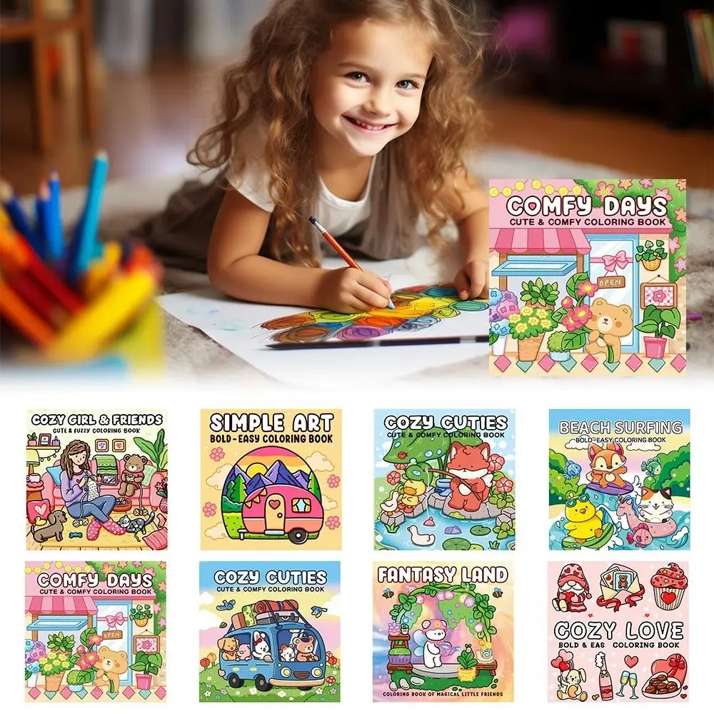 

Милая мультяшная книжка-раскраска, образовательная живопись, подарок в мягкой обложке, книга-раскраска для снятия стресса для взрослых и подростков