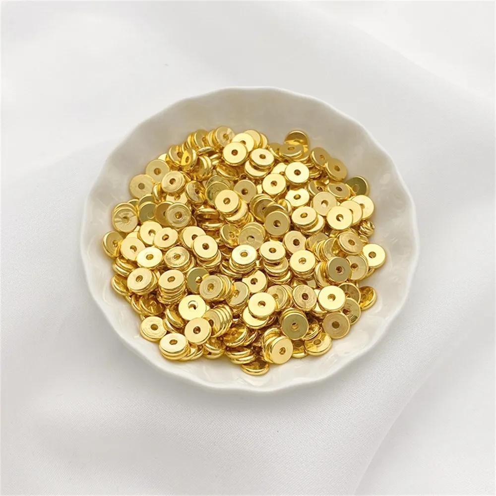 14K Gold-Color Flat Spacer Gasket Beaded Spacer Handmade DIY Bracelet Necklace Jewelry Material L198