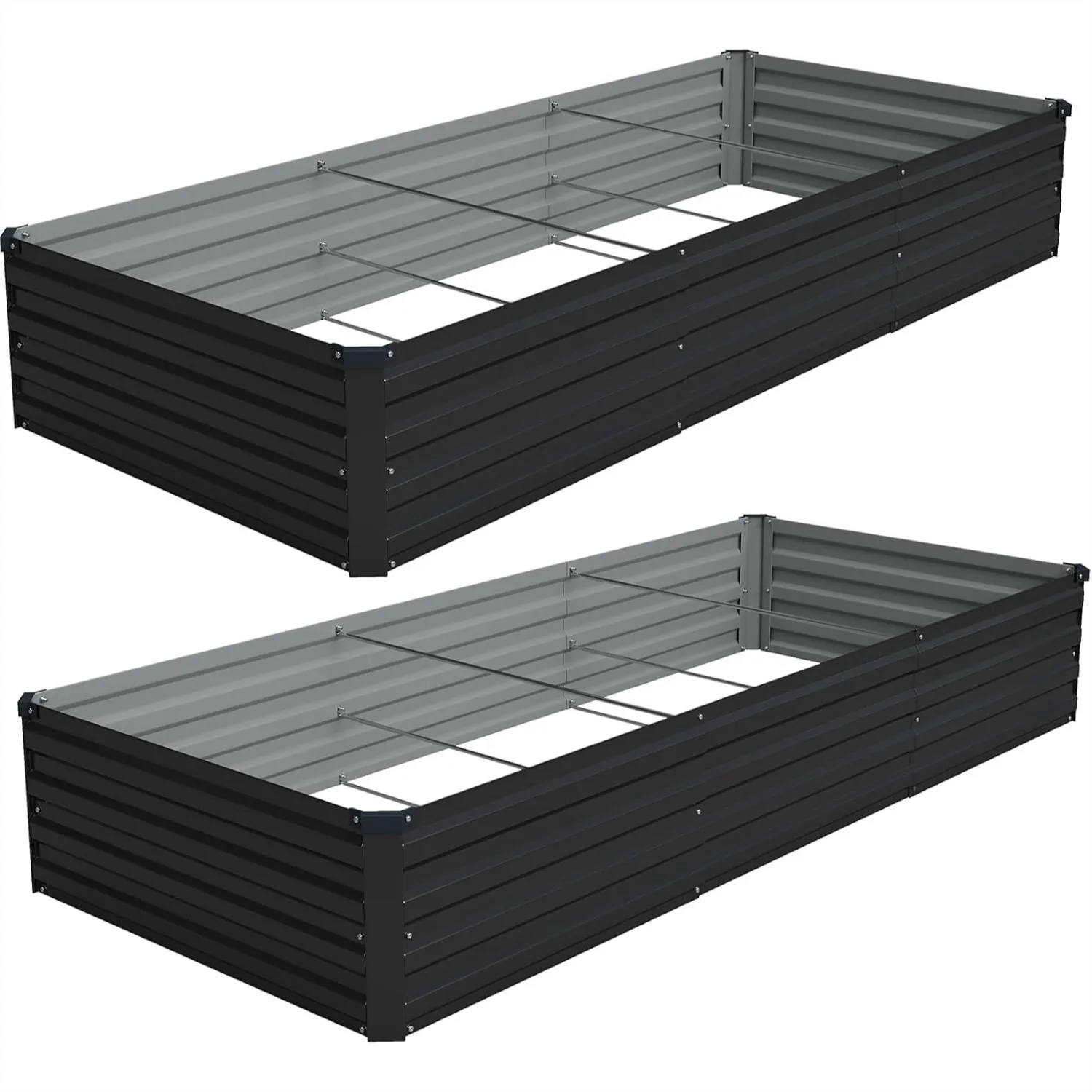 

2 Pack 9x3x1FT Galvanized Raised Garden Bed Kit, Outdoor Metal Planter Box for Vegetables, Easy Assembly