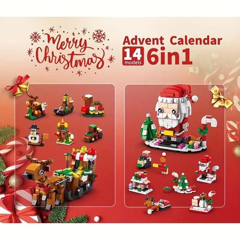 24Years Weihnachten Baustein Spielzeug Blind Box Set Weihnachten Adventskalender Ziegel DIY Lernspielzeug Kit Geschenk für Kinder Erwachsene