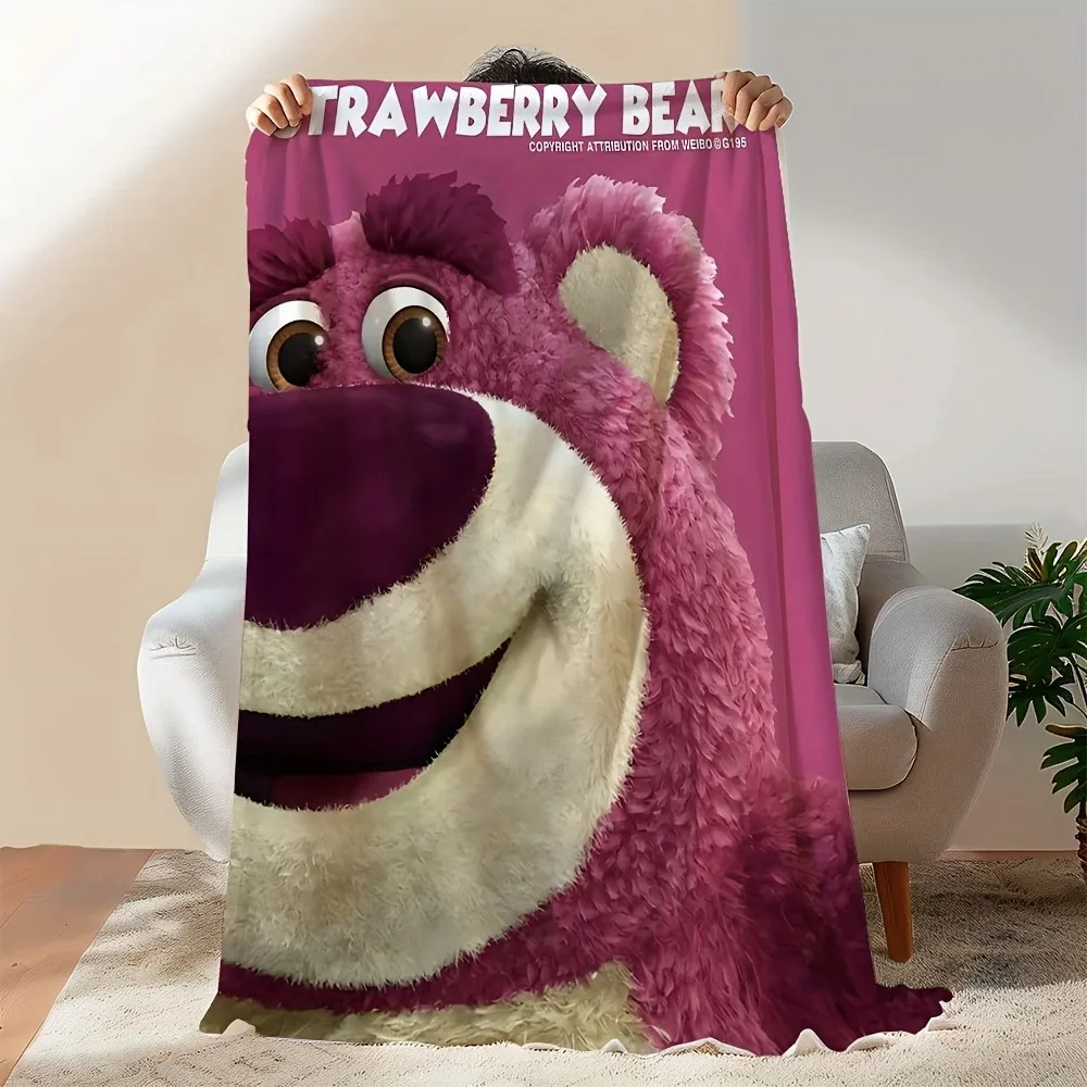 

1PC Cute Strawberry Bear Blanket ,Multifunctional blanket suitable for home, travel, camping, nap cover blanket.