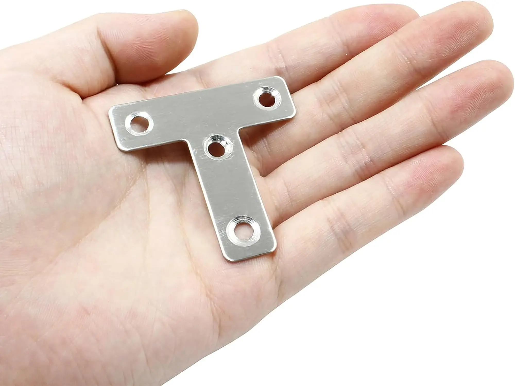 10Pcs T Corner Braces T Bracket Connector 40/60/80mm(1.6/2.4/3.2Inch) T Shape Flat Mending Plates Fixing Repair Plates