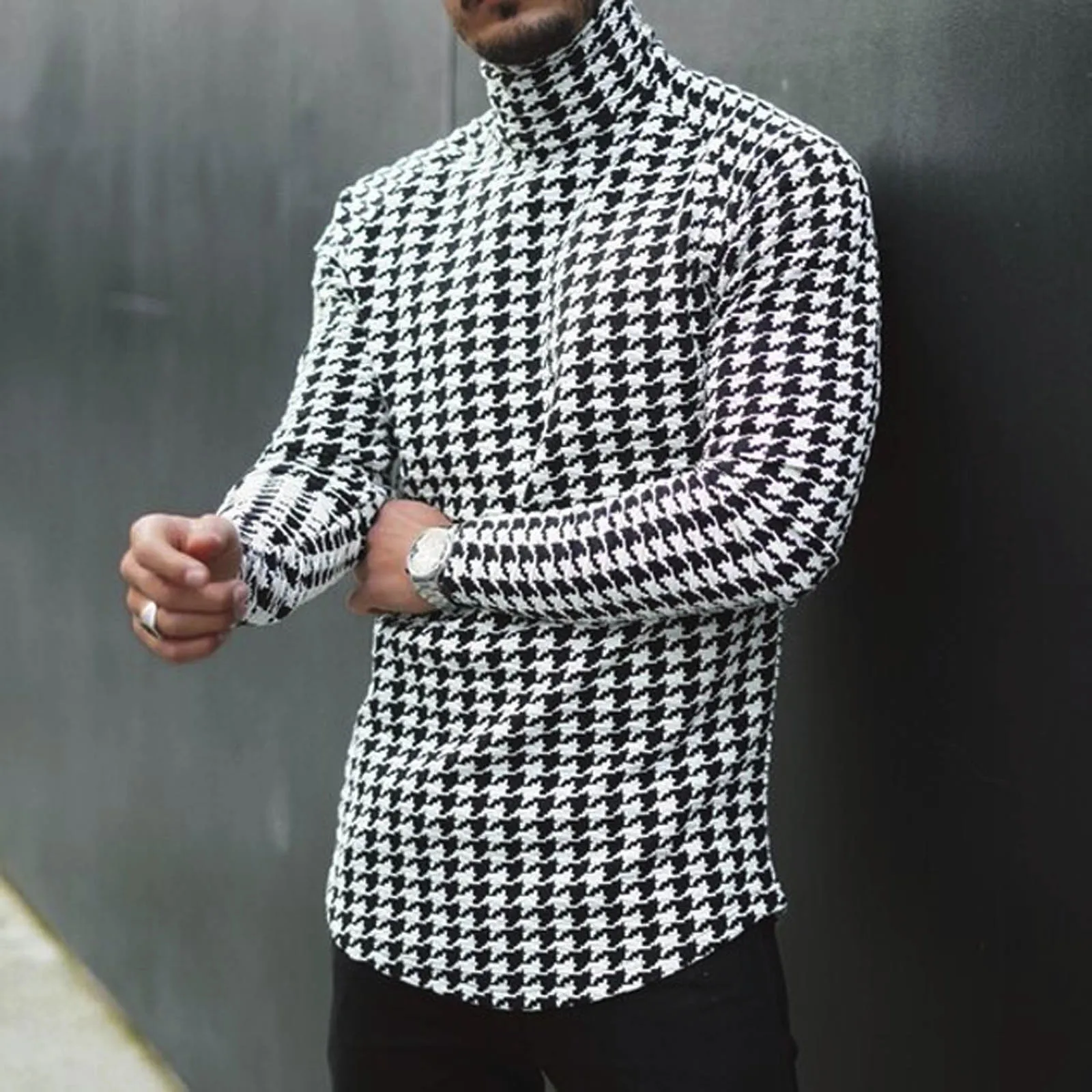 

Men's Sweater New Autumn Winter Hip Hop Sweater Men Streetwear Turtleneck Long Sleeve Slim Pullover Sweater Blouse Top