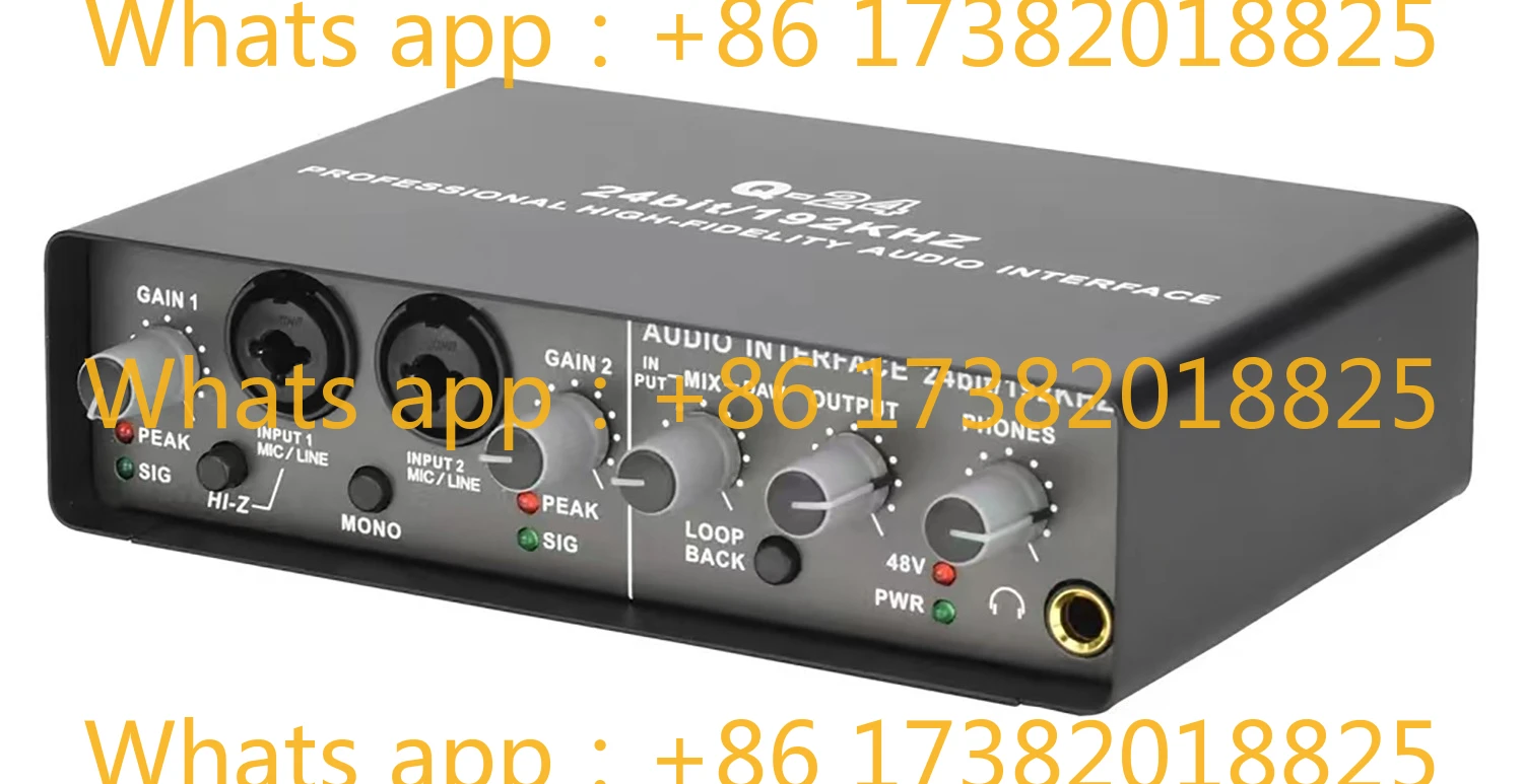 

GAX-Q24 2x2 Pro Audio Interface Lifetime sound card streaming high fidelity guitarist producer Noiseless audio