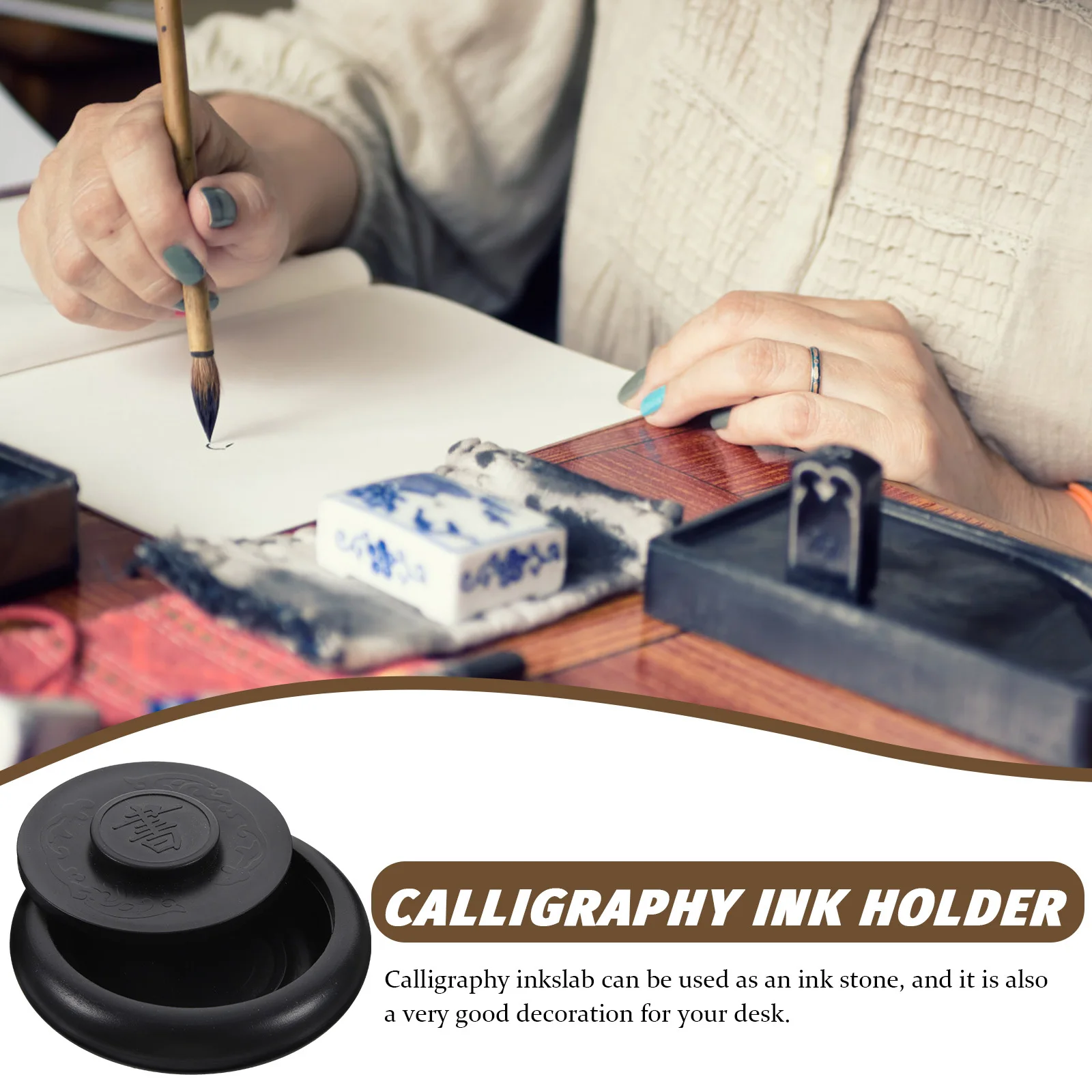 

Calligraphy Inkslab Retro Lidded For Writing Drawing Chinese Grinding Inkslab Plastic Preserve Painting Tool