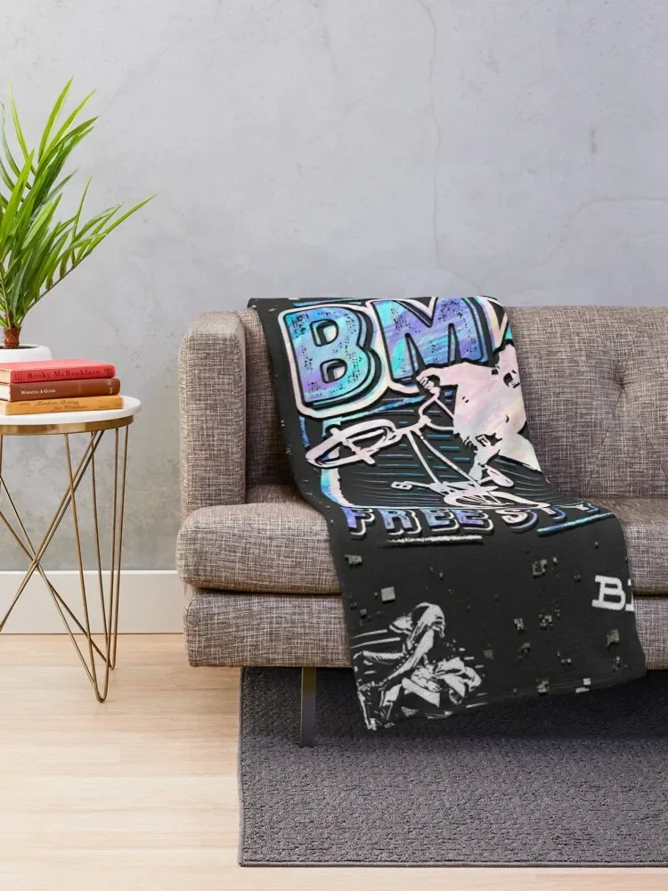 Colorful Bmx Apparel Bmx Freestyle Throw Blanket Decorative Sofas Picnic Blankets