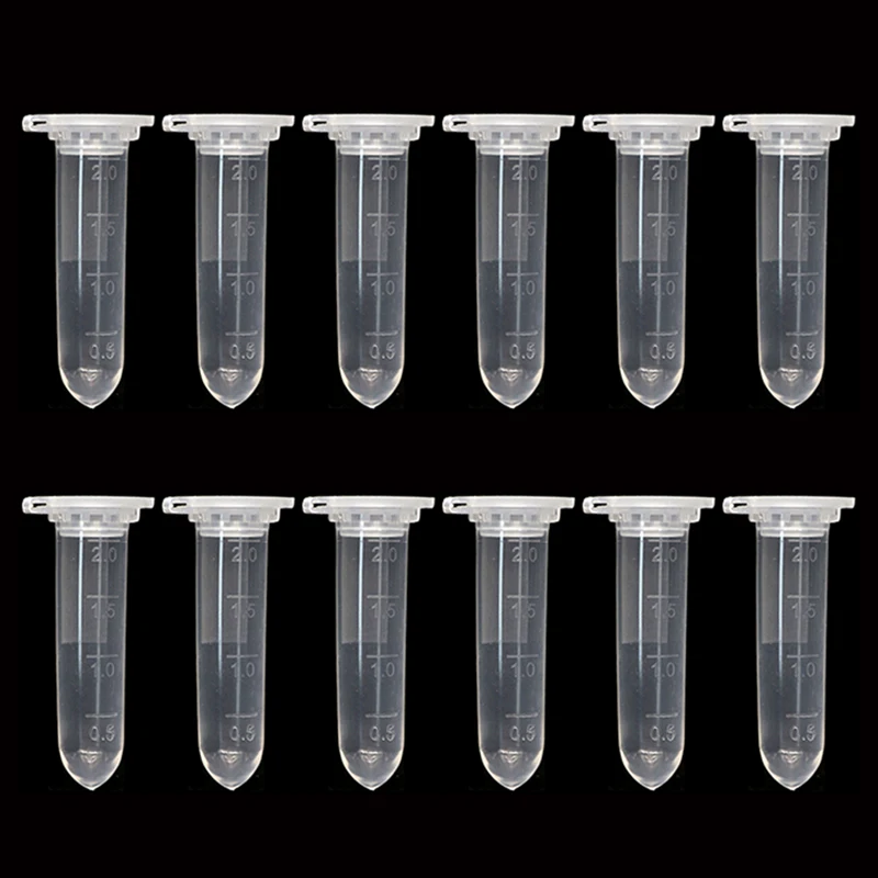 50 Pcs/set of 2ML Scientific Experiment Equipment Centrifuge Tube Transparent Plastic Sample Storage Container with Graduation