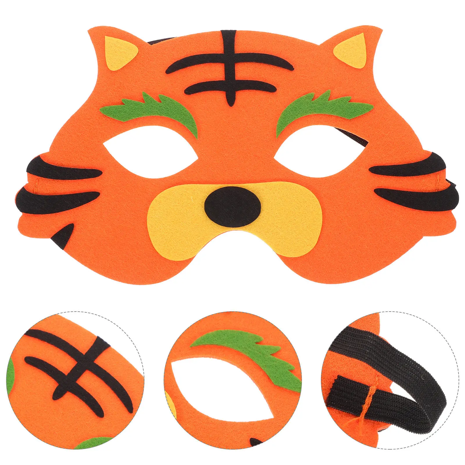

Tiger Mask Comfortable Adjustable Headband Animal Mask Half Face Costume Prop Halloween Party Dress Up Dress Up Party Supplies