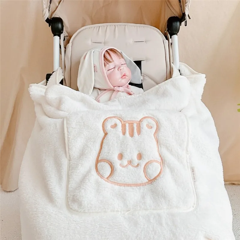 Winter Fleece Baby Blanket Waist Stool Cloak Stroller Blankets Thicken Warm Infants Cloak Cart Cover Blanket Bedding Baby Stuff