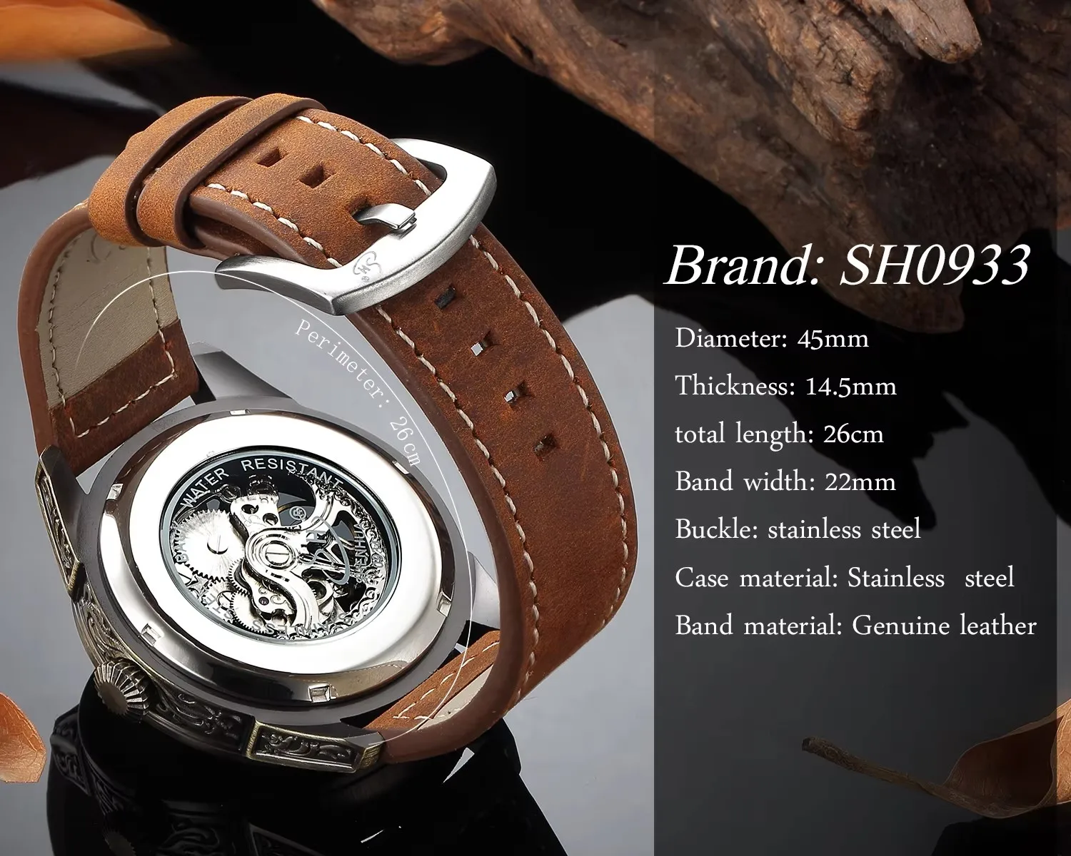 SHENHUA موضة جديدة خمر ساعة رجالية شفافة الهيكل العظمي التلقائي ساعة ميكانيكية Steampunk مضيئة Waterpoor الرجال على مدار الساعة