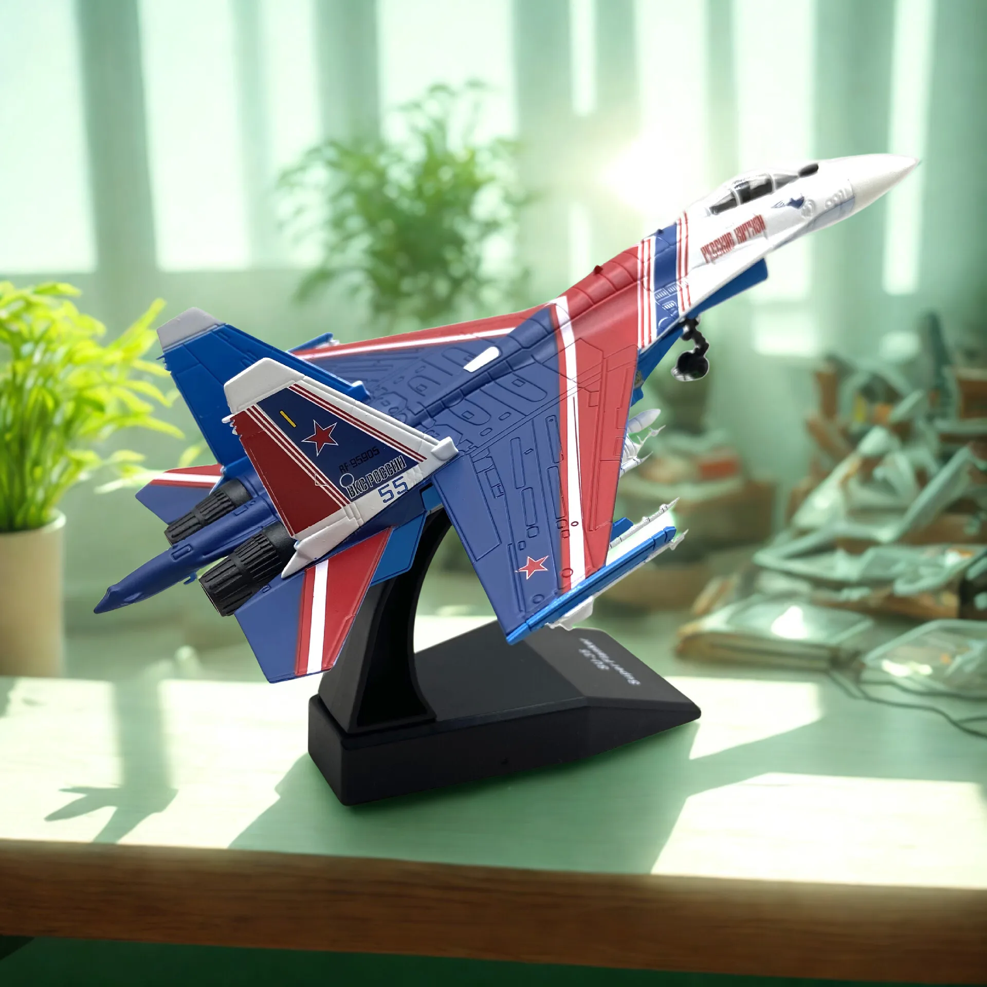 

Diecast Metal Alloy Russia Fulcrum Flanker SU 35 Su-35 SU35 Aircraft 1/100 Scale Airplane Fighter Model Decoration Plane For