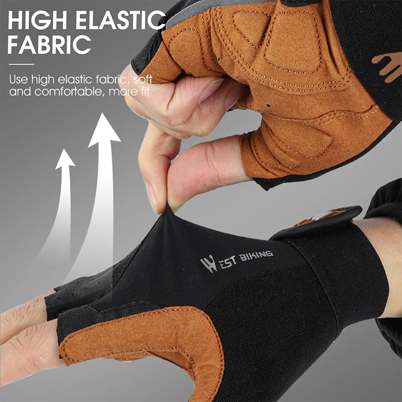 WEST BIKING-Gants de cyclisme demi-doigt pour hommes et femmes, équipement de vélo de route respirant, résistant aux chocs