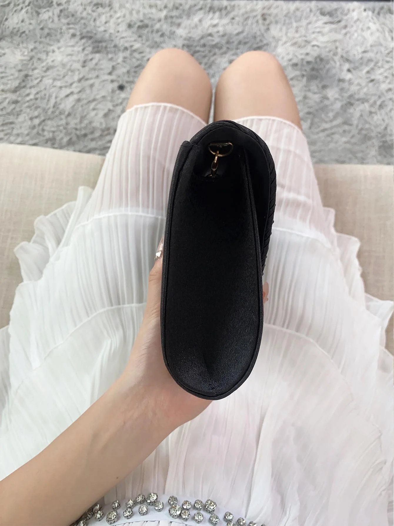 حقيبة كتف لامعة بسلسلة من حجر الراين: مشبك مغناطيسي، حقيبة يد عصرية أنيقة لحفلات أعياد الميلاد/السهرة