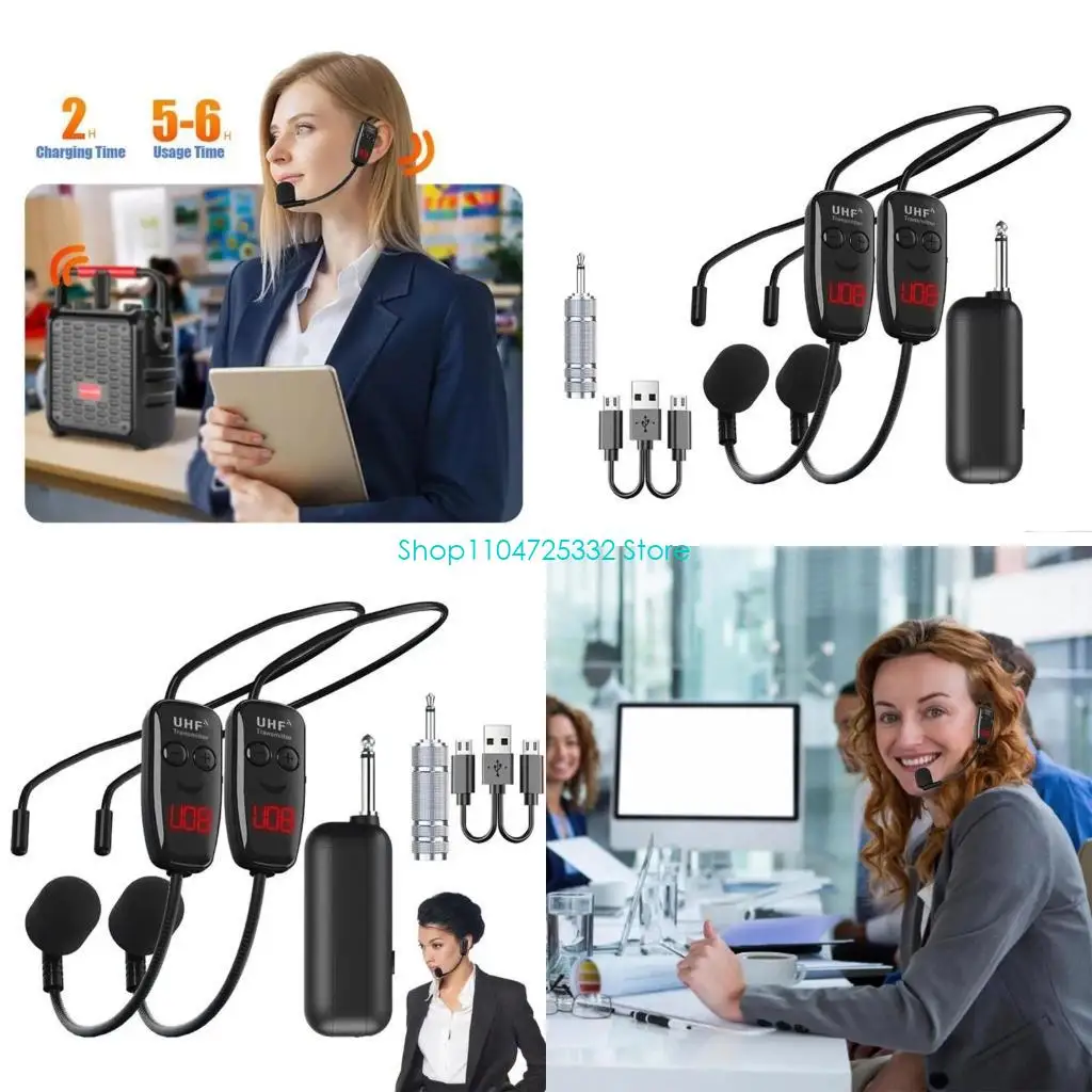 P5EA Convenient Head worn UHF Wireless Headset Mic System for Presenters Trainers