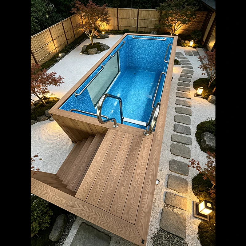 Backyard Shipping Container Swimming Pool Portable Modular Pool with Filter Pump and Stainless Steel Ladder for Outdoor