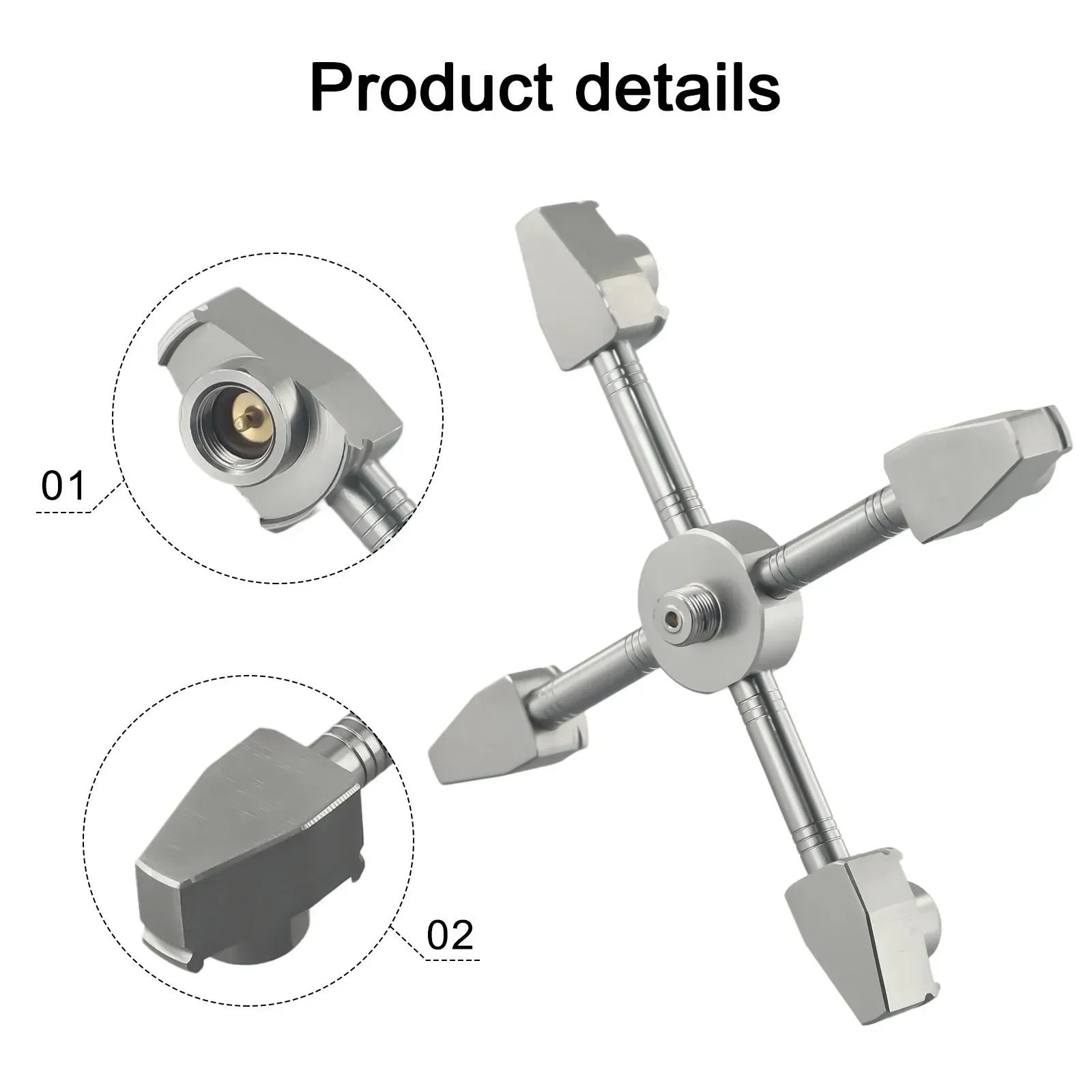 Gas Distributor Tank Extension Connector  4 Outputs  Safe and Convenient  Suitable for Camping Stove Adapter Silver