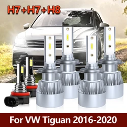 For VW Tiguan 2016 2017 2018 2019 2020 LED Headlights High Low Beam 20000LM 12V Headlamp Bulbs 6000K White Car Front Fog Light