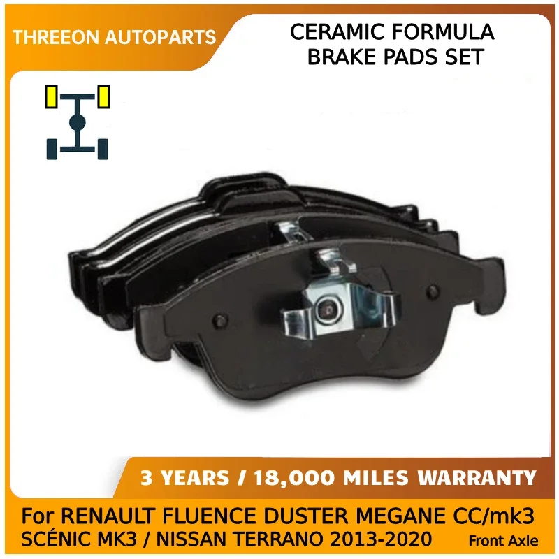 THREEON Front Brake Pads for RENAULT FLUENCE CLIO MK5 DUSTER MEGANE CC/MK3 SCÉNIC MK3 ZOE NISSAN TERRANO 2013-2020 410607115R