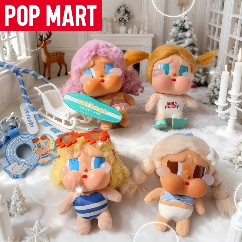 

Genuine POP MART CRYBABY Vacation Mode On Vacation Blind Box Vinyl Face Doll Crybaby Animal Pendant Toy Bag Decor Keychain Gifts