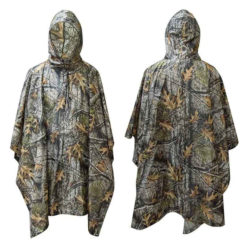 

Камуфляжный плащ из ПВХ для езды на велосипеде, пешего туризма, охоты, портативный складной тактический пончо для взрослых, дождевик, водонепроницаемый мотоцикл