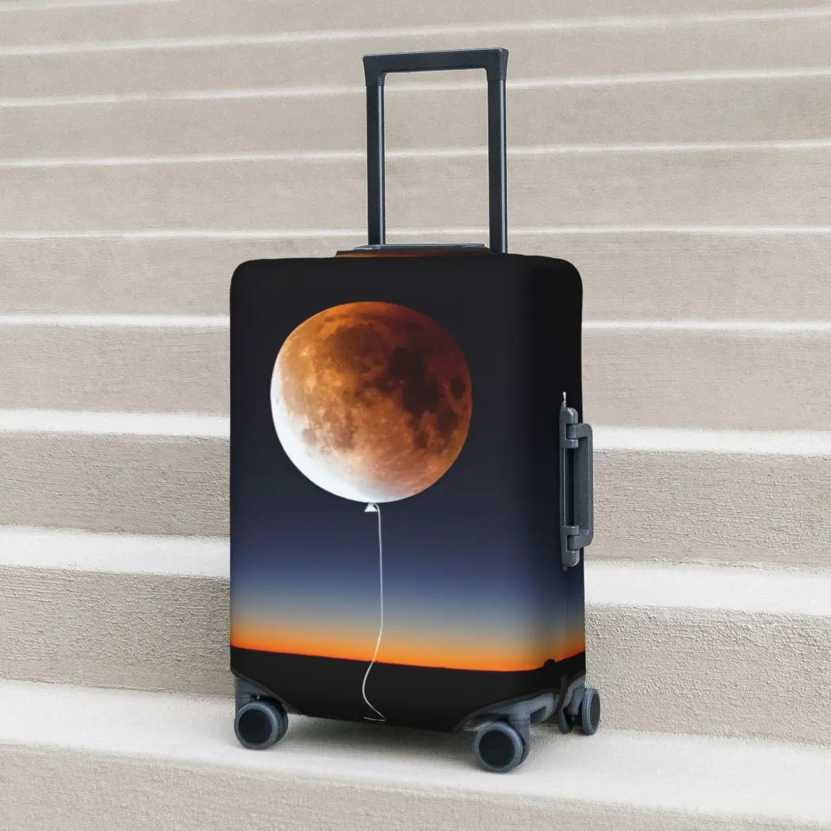 

Red Balloon Moon Suitcase Cover Fantasy Night Halloween Strectch Cruise Trip Protection Luggage Accesories Flight