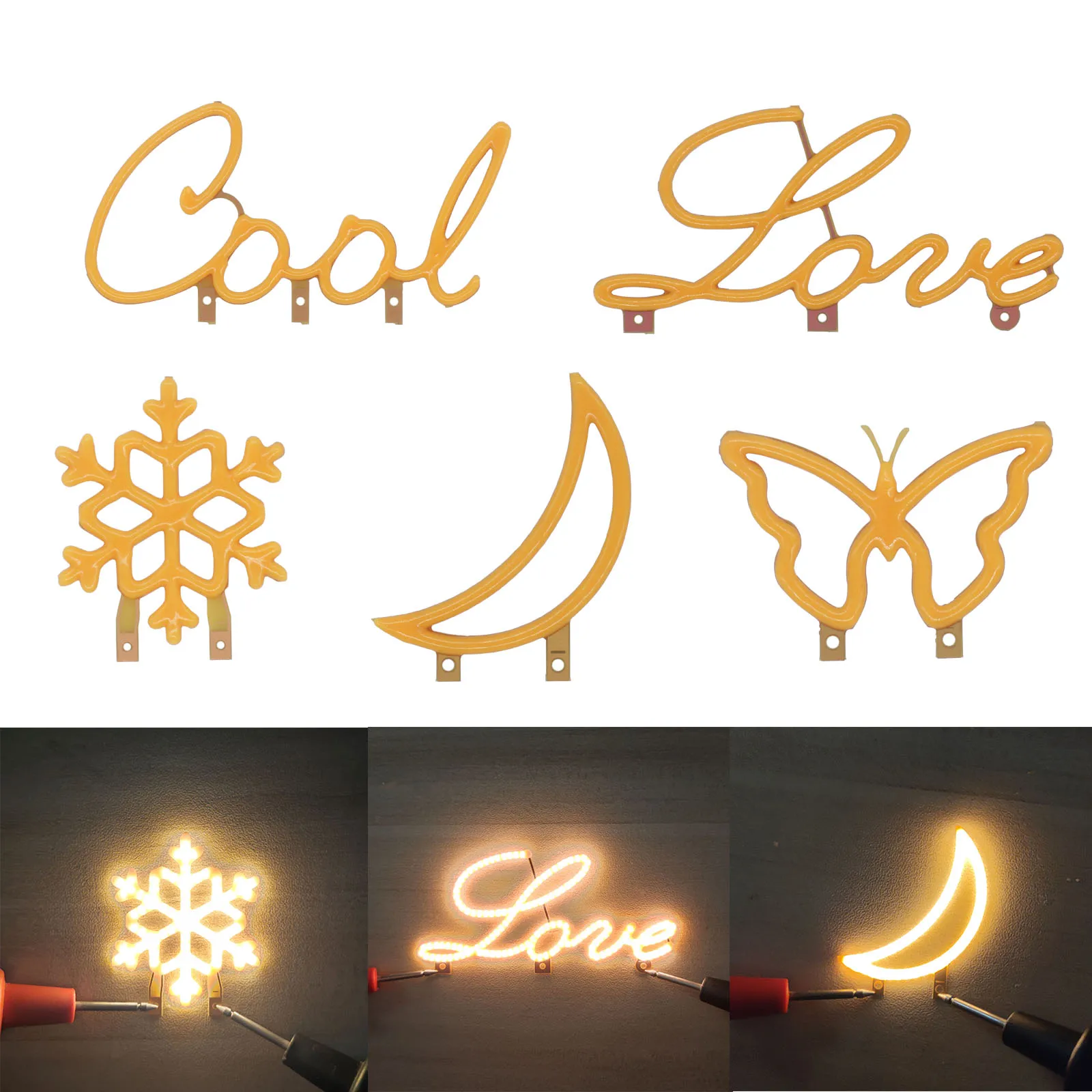 DC3V LED COB Edison Flexible Filament Warm Diode ChristmasLight Holiday Party Love Letter Decoration Light DIY Bulb Accessories