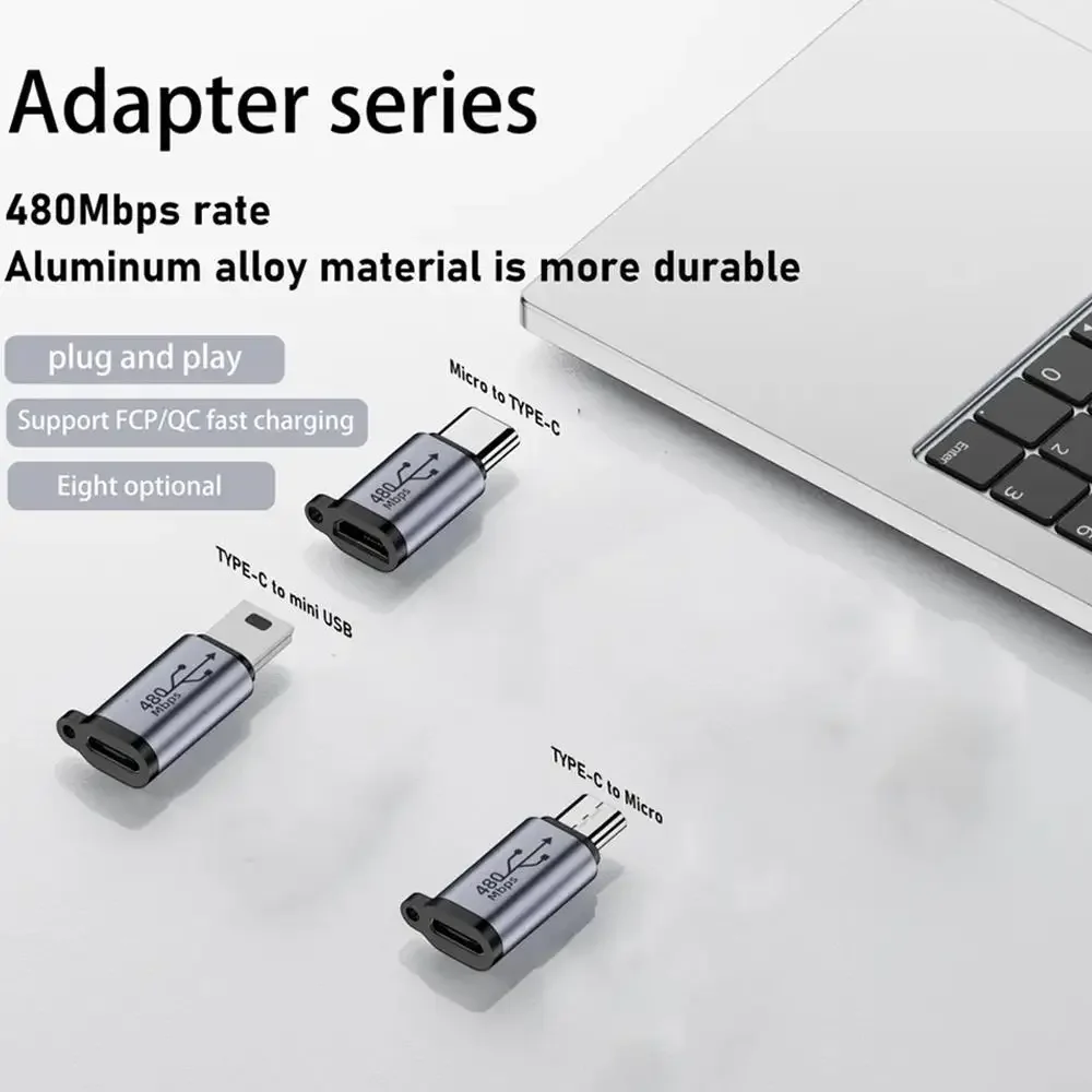 V8 Micro Mother Seat Type-c Male To Female Adapter Alloy Convenient USB Laptop Camera Aluminum Tablets Phone Mini Carrying