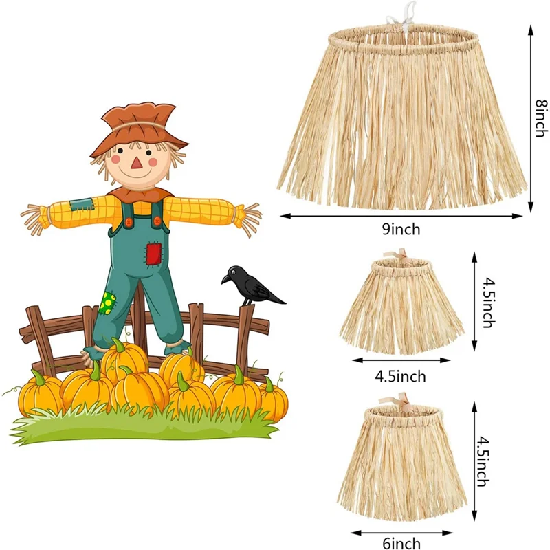 A98U 10 Pieces Scarecrow Straw Kit Raffia Material Scarecrow Costume Accessories Decoration Raffia Neck Arm and Ankle Ties