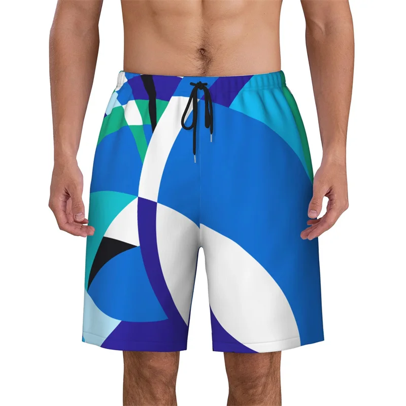 Summer Casual Geometric Patterns Board Short For Men's Vacation Outdoor Loose Breathable Beach Shorts Surfing Sport Quick Dry
