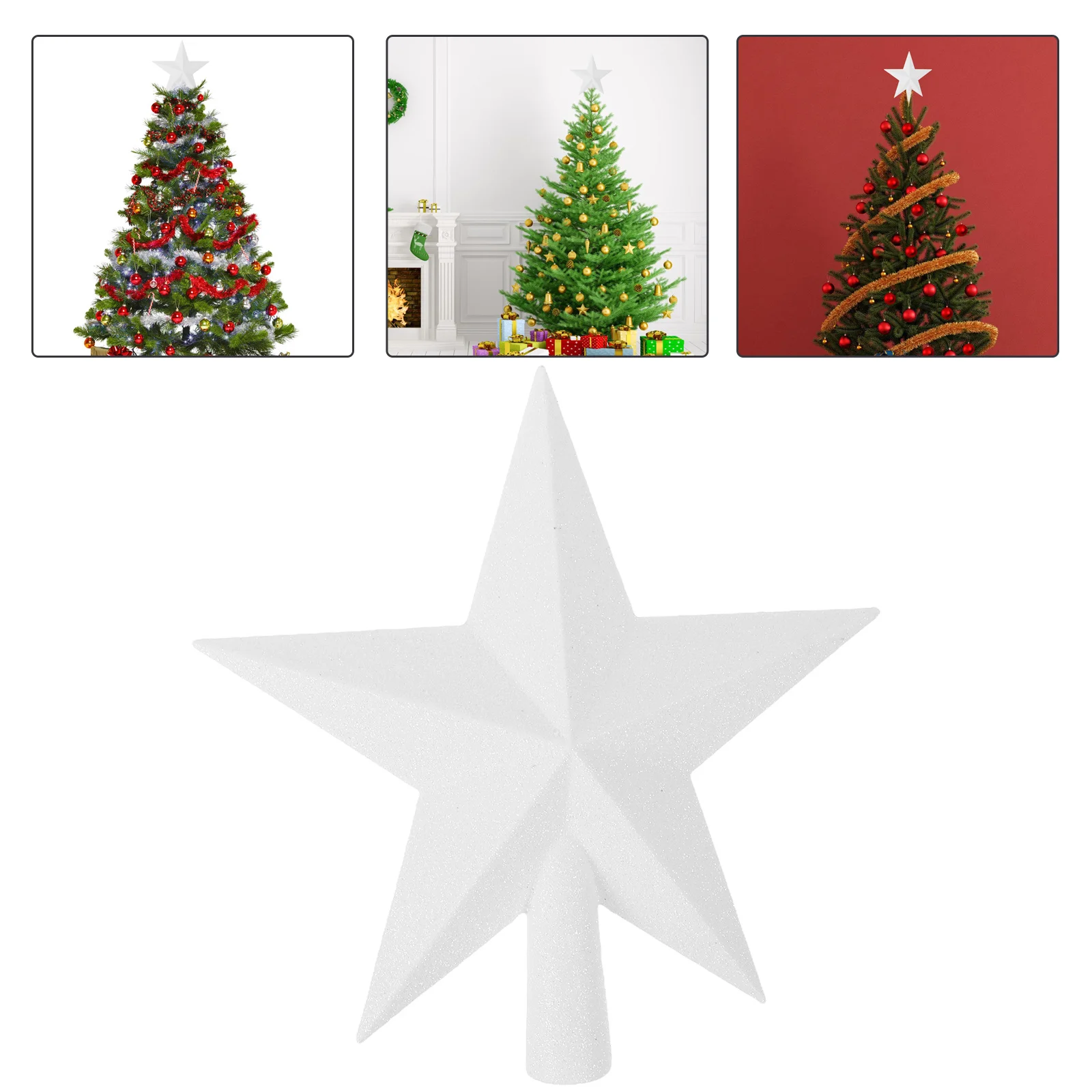 

Decor Home Christmas Tree Top Star Topper Vintage Decorate Festival Ornament Decoration White