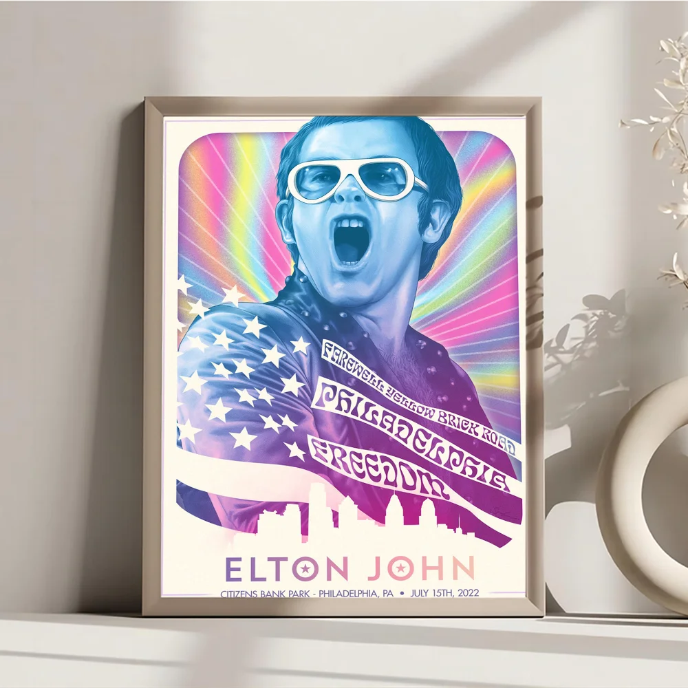 Elton John DIY Sticky Poster Vintage Room Bar Cafe Decor Home Decor